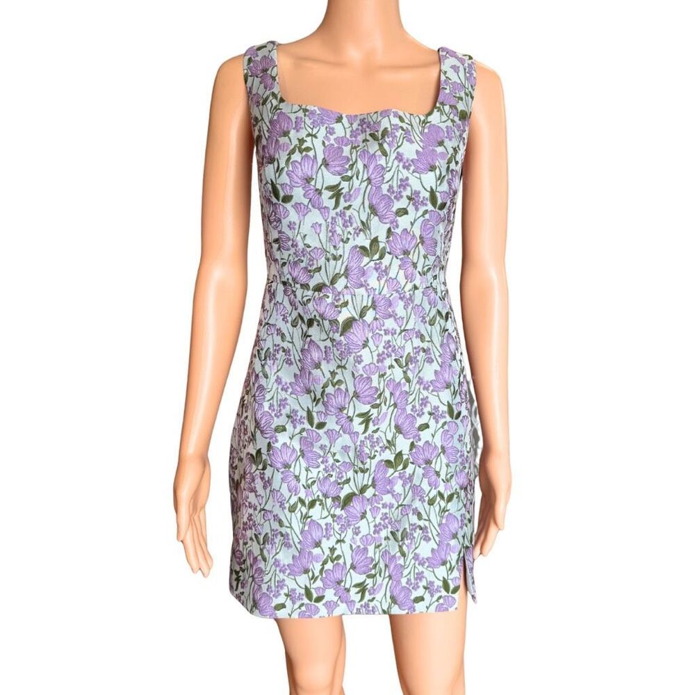 Avec Les Filles Floral Jacquard Mini Dress 8 Coquette Bridgerton Wedding Guest - Picture 2 of 6